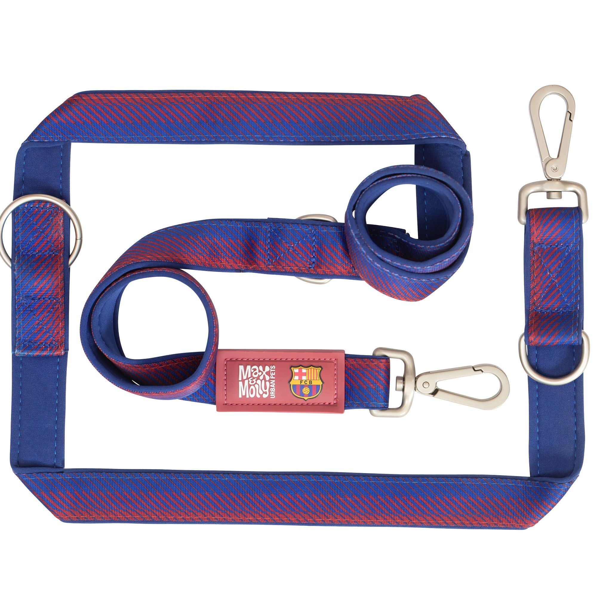 FC Barcelona multi-function dog leash by Max & Molly – adjustable, versatile, and durable for everyday walks and training.