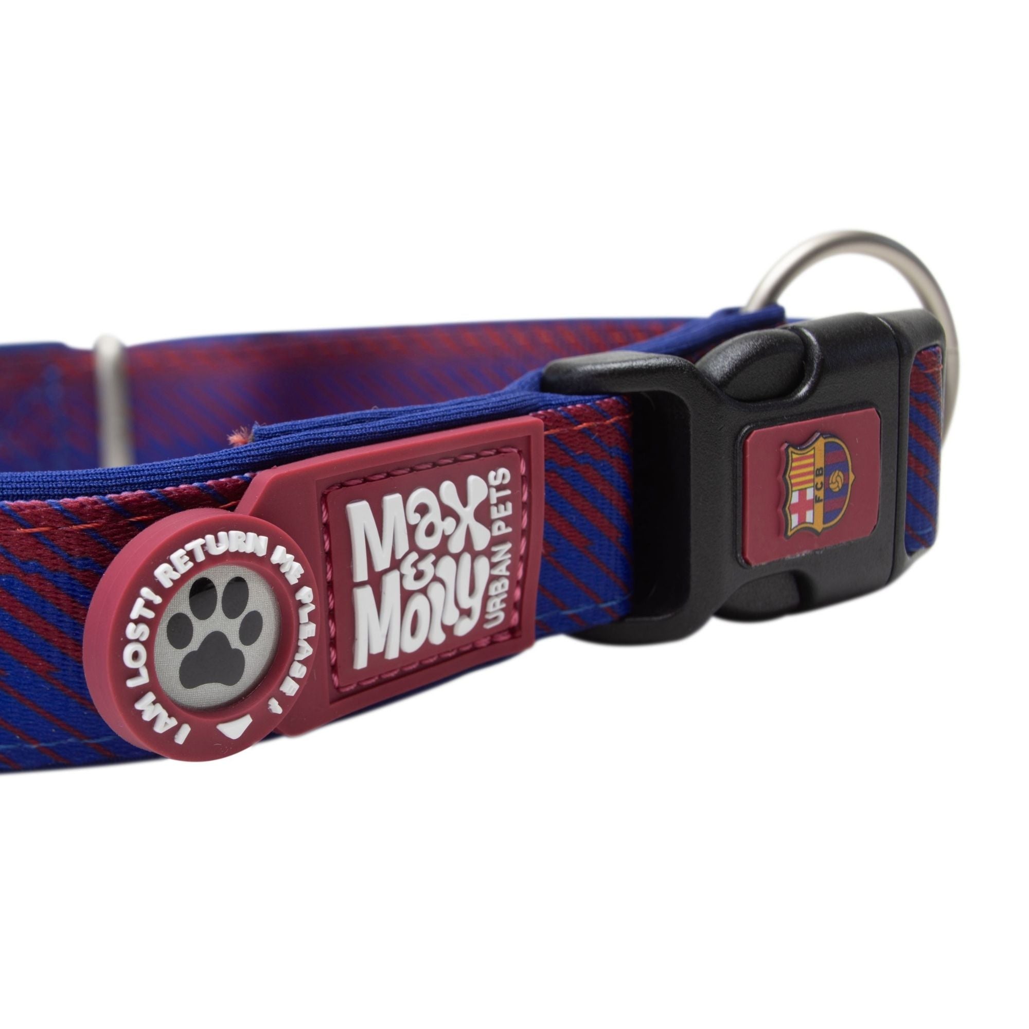 FC Barcelona dog collar by Max & Molly – adjustable, durable, and stylish for everyday wear."

Let me know if you need any adjustments!