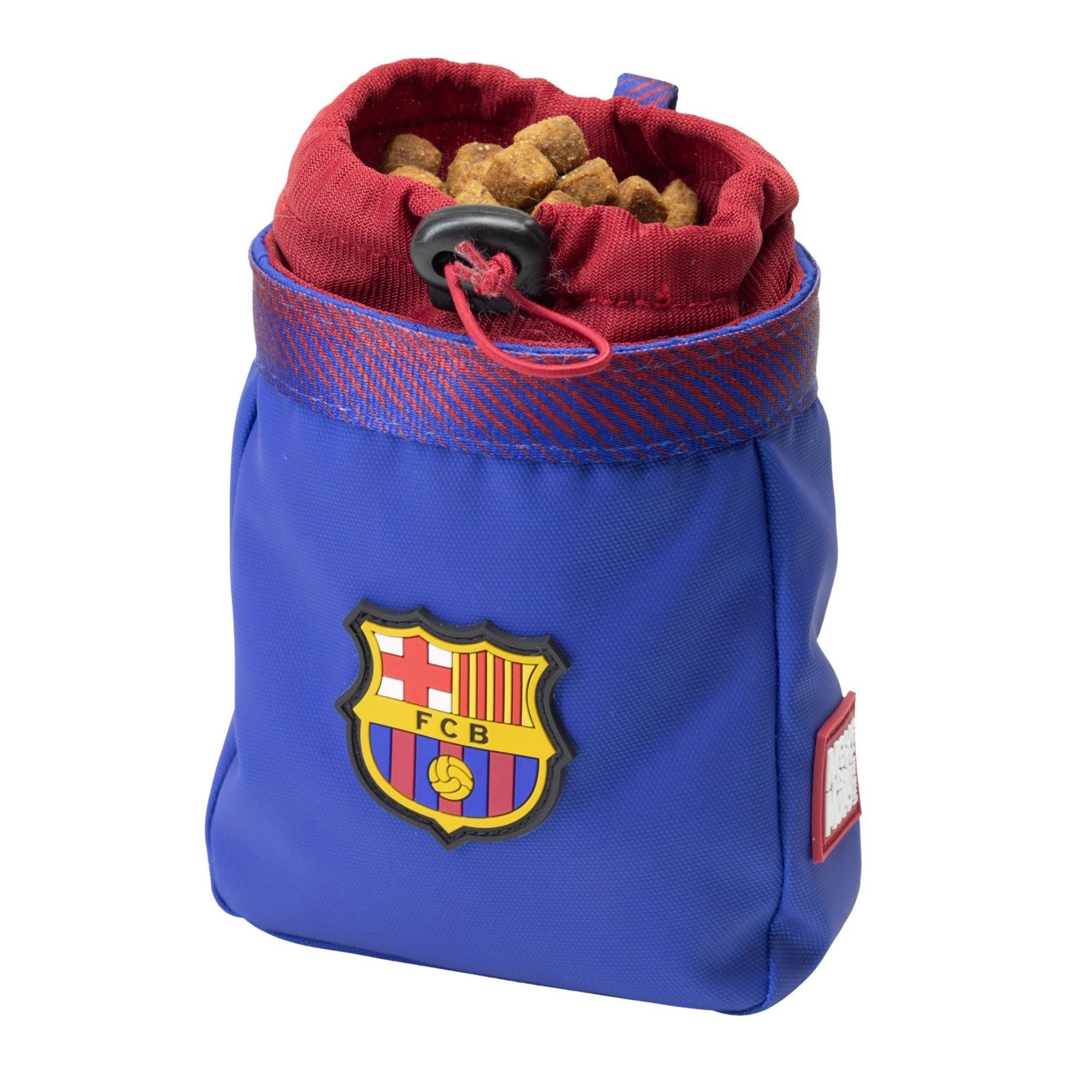 FC Barcelona treat bag with drawstring closure – practical and stylish for carrying dog treats on the go.
