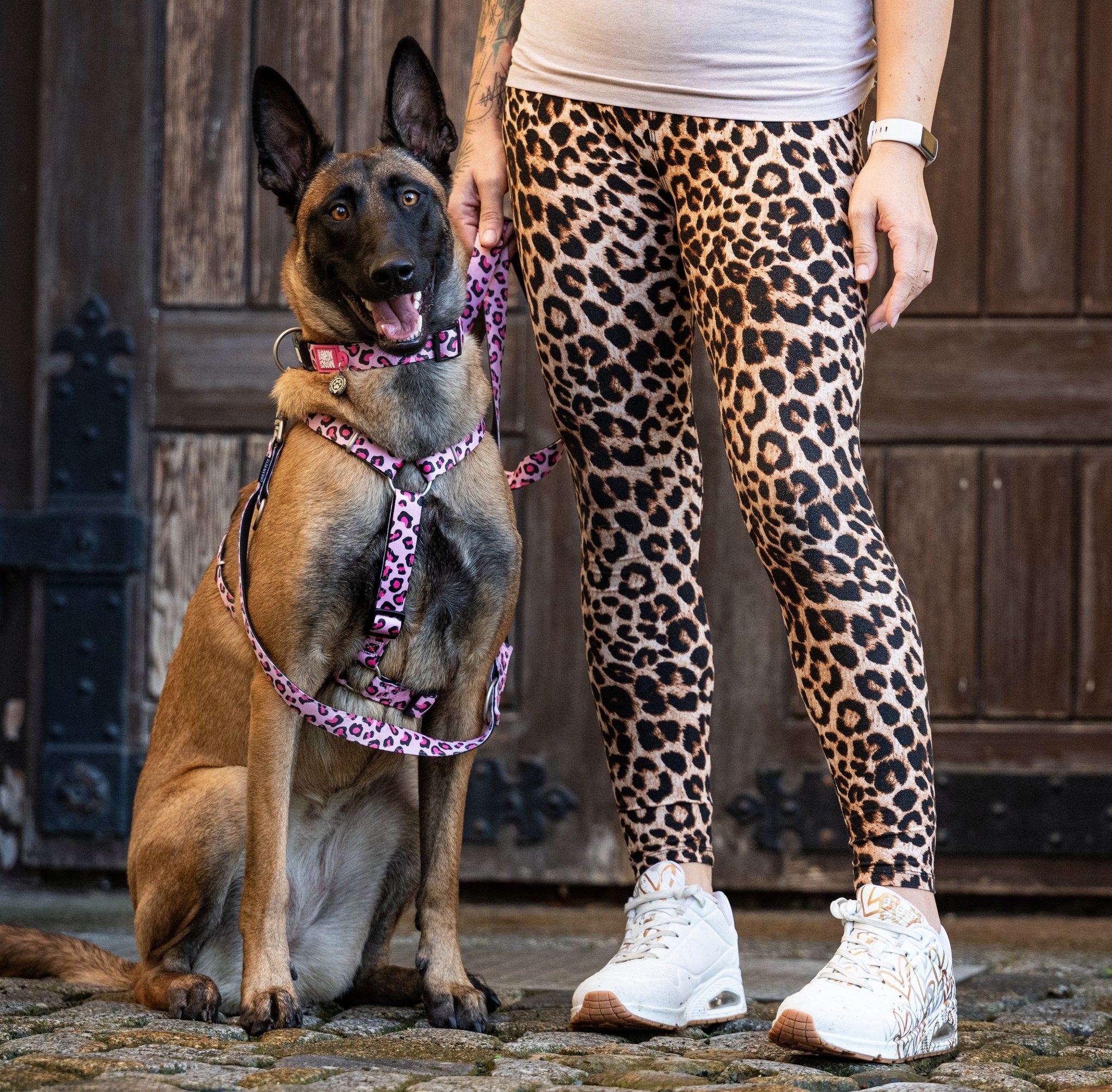 Multi Function Leash - Leopard Pink