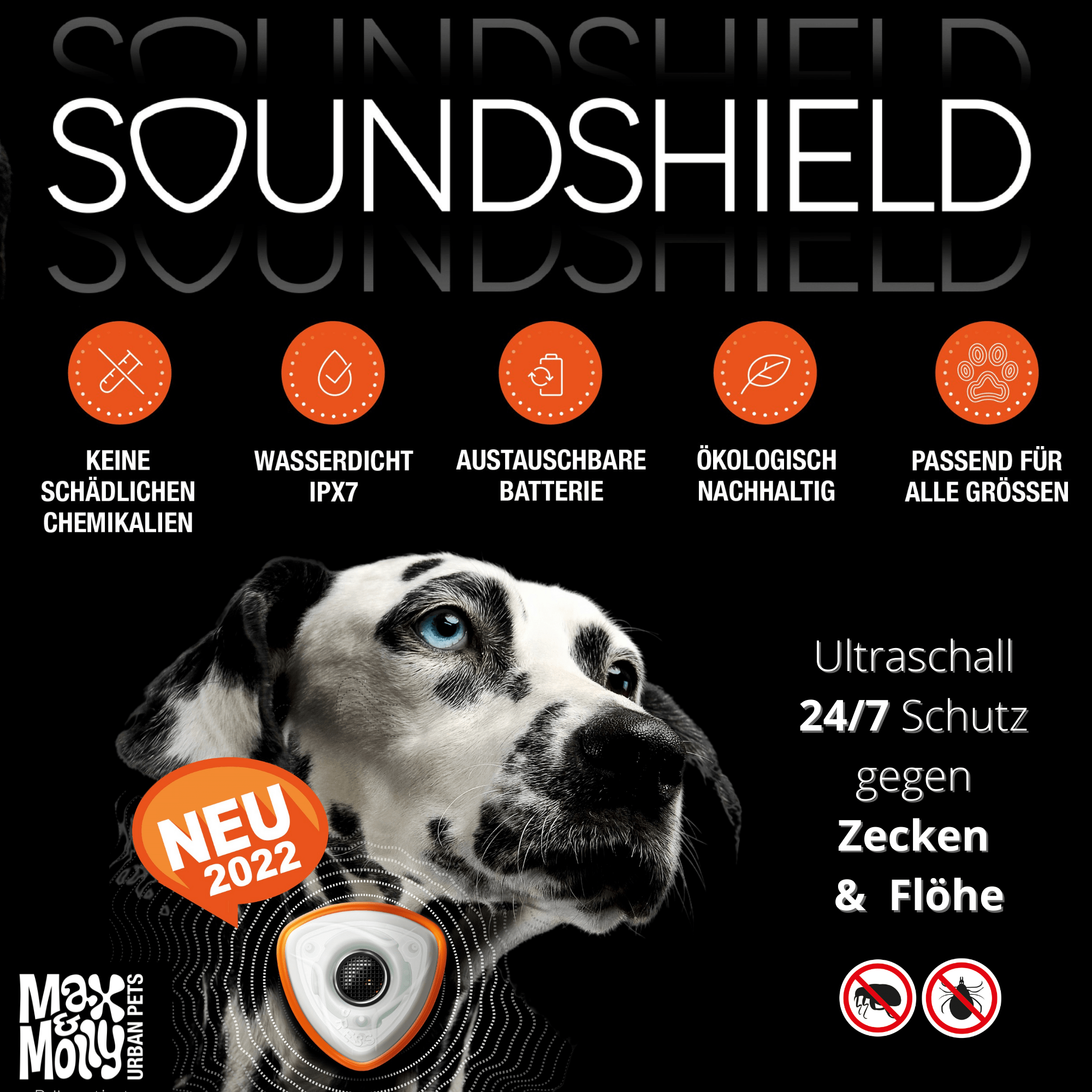 Soundshield - 24/7 Ultraschall Technologie gegen Zecken & Flöhe - Jade