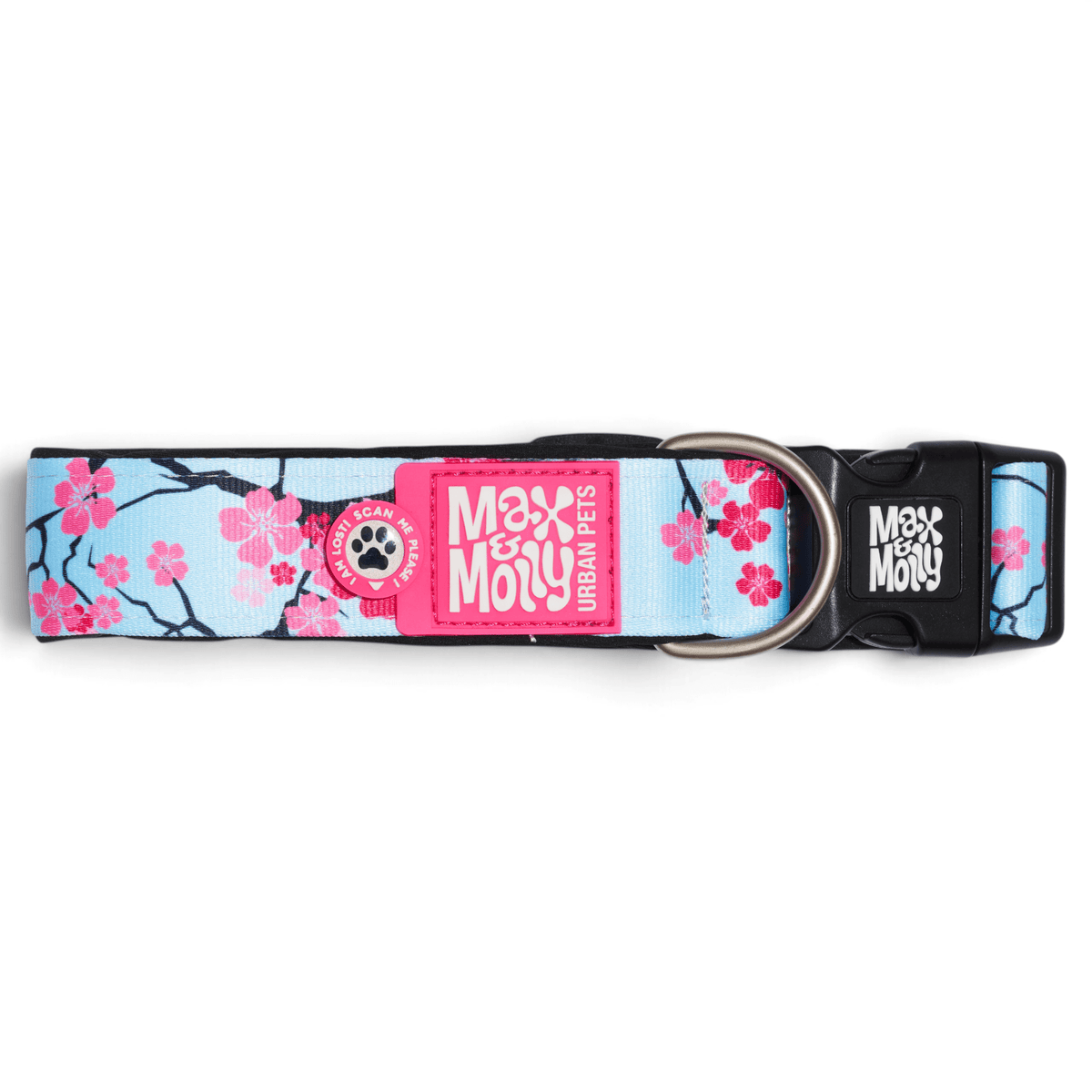 Gotcha! Smart ID Breites Hunde Halsband - Cherry Bloom 