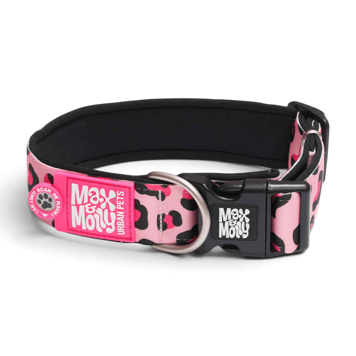 Gotcha! Smart ID Wide Dog Collar - Leopard Pink