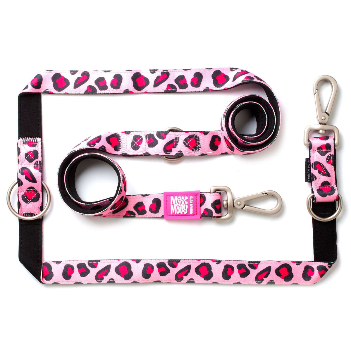 Multi Function Leash - Leopard Pink - Max & Molly Urban Pets
