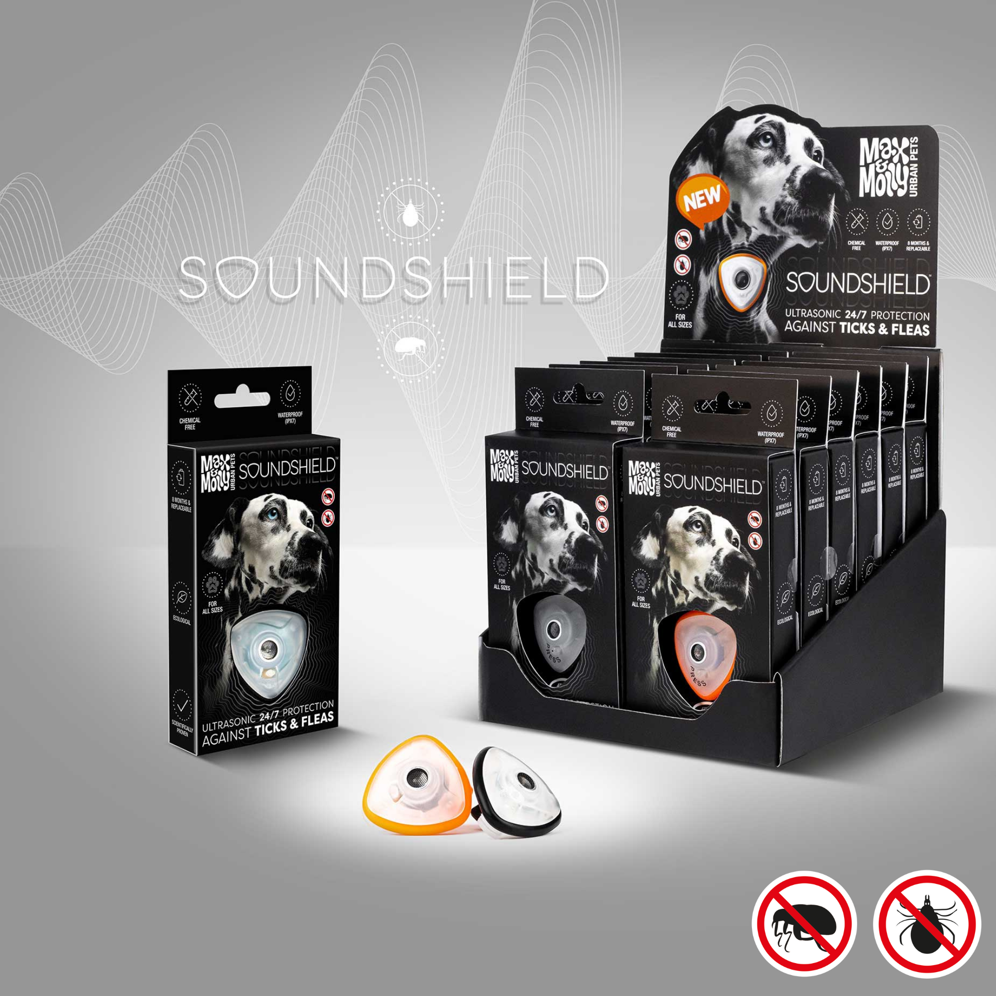 Soundshield - 24/7 Ultraschall Technologie gegen Zecken & Flöhe - Schwarz